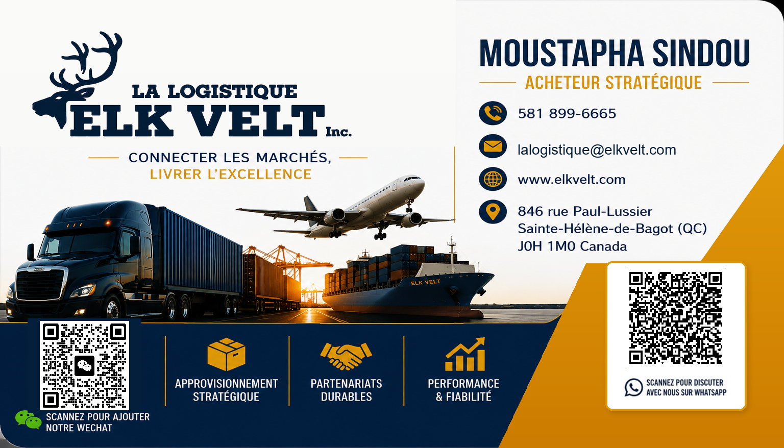 Carte d'affaires La Logistique Elk Velt Inc.