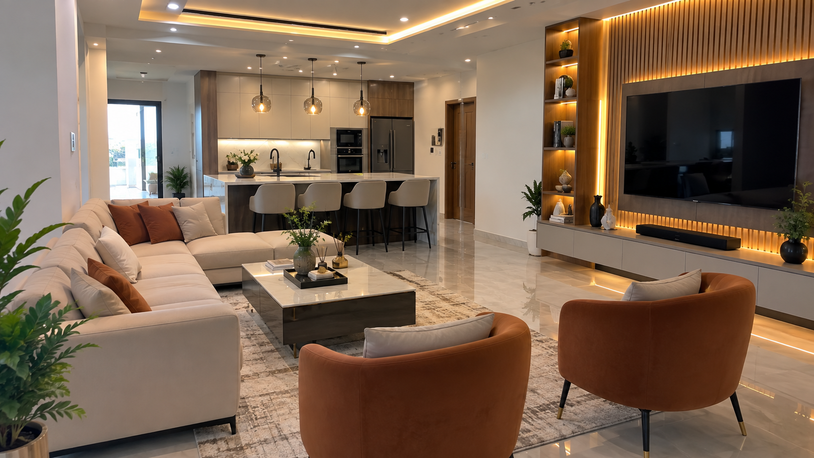 Salon moderne d'une résidence meublée à Abidjan