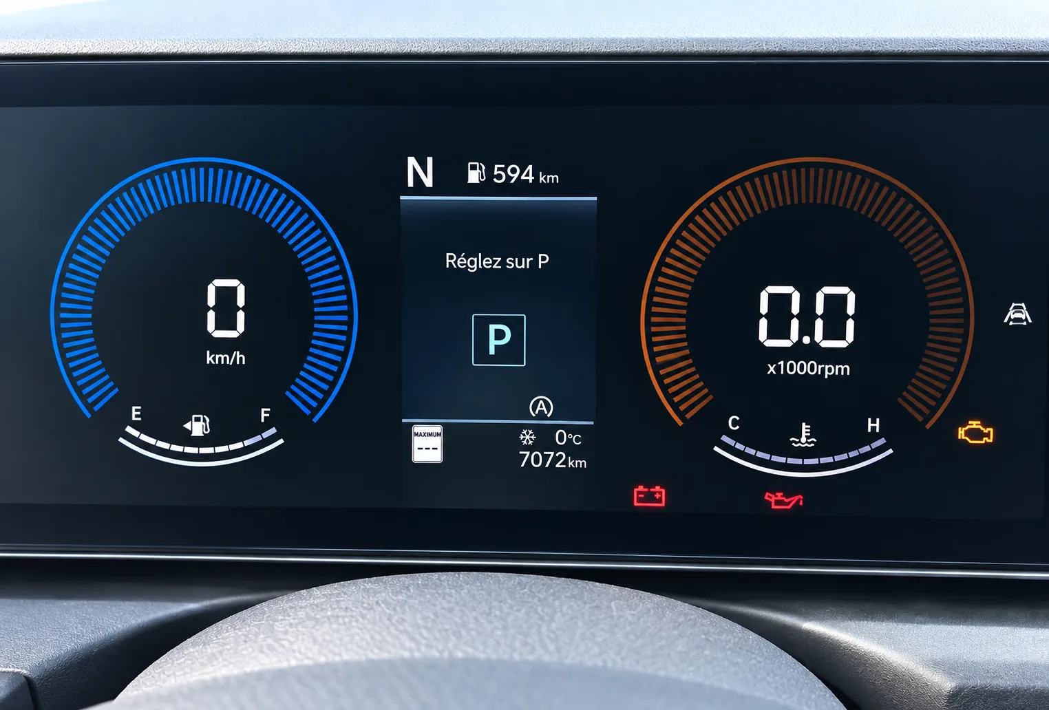 Compteur du Tucson 2026 indiquant 7 072 km