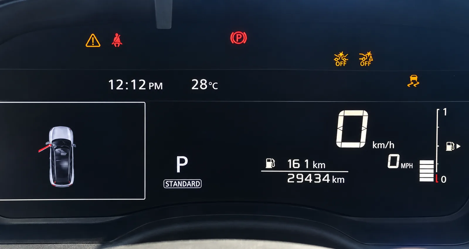 Compteur du Kicks SV 2026 indiquant 29 434 km